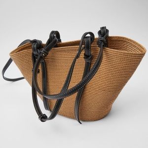 Zara Beige Woven Basket Bag